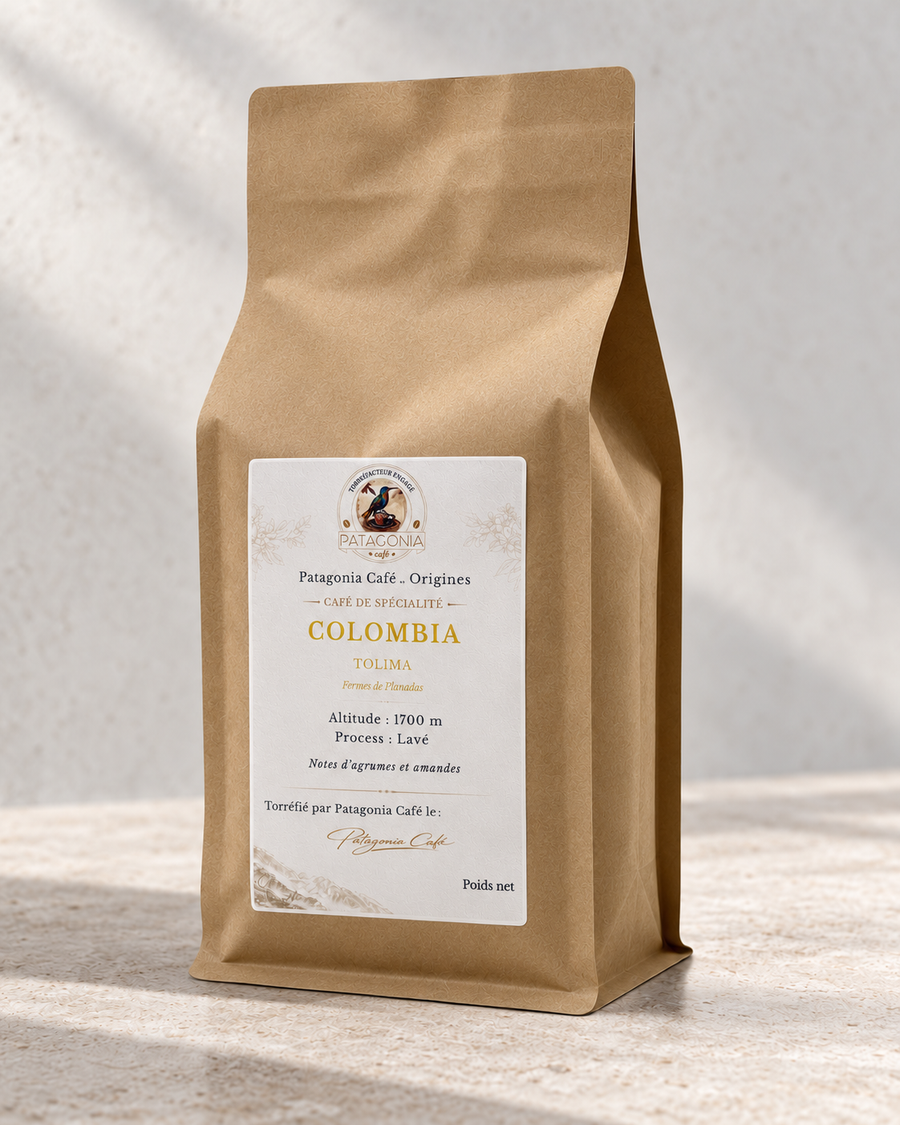 Sachet de café de spécialité Colombia Tolima en grains, 500 g – Patagonia Café