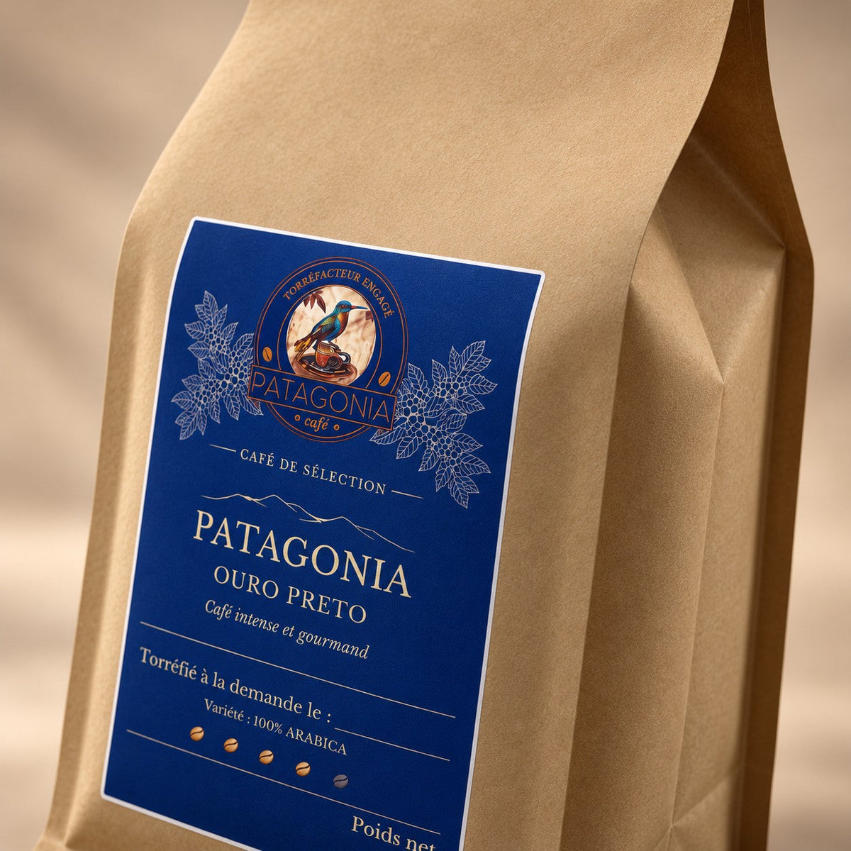 Sachet de café Patagonia — Ouro Preto en gros plan – Patagonia Café